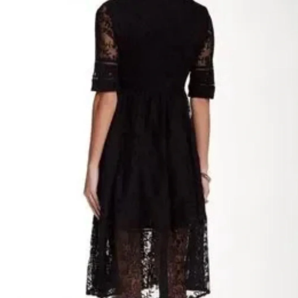 Free People Mountain Laurel Black Lace Midi Dress Size 6 - Picture 3 of 7